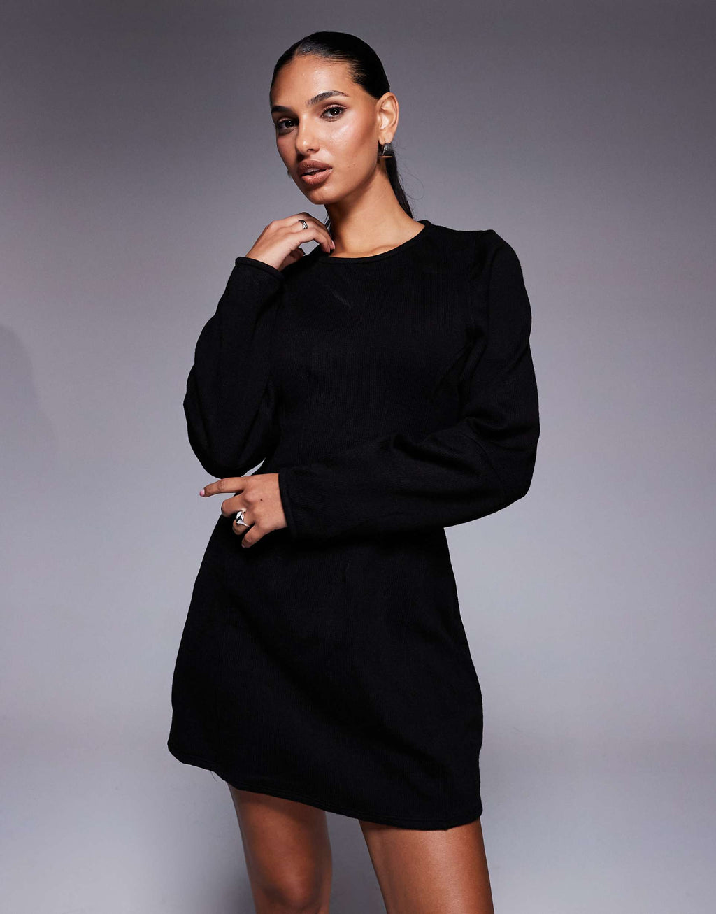 ASOS DESIGN seamed detail sculpted mini dress in black