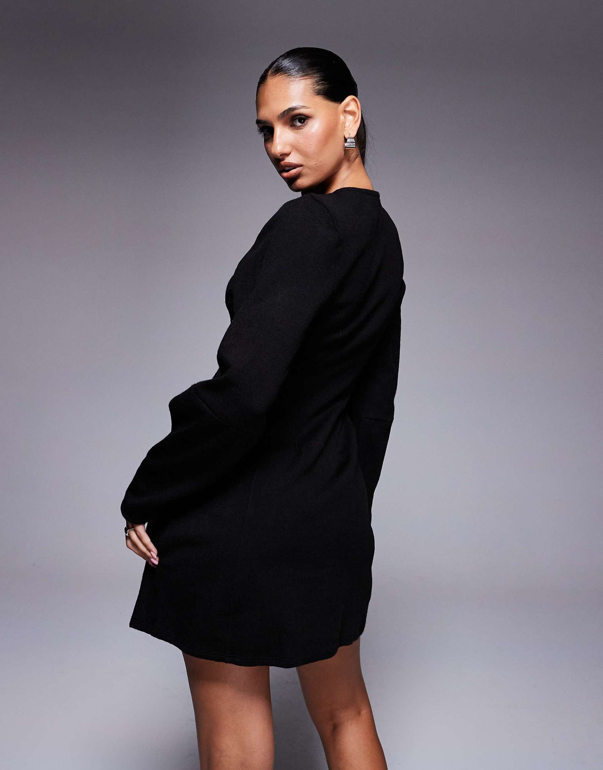 ASOS DESIGN seamed detail sculpted mini dress in black