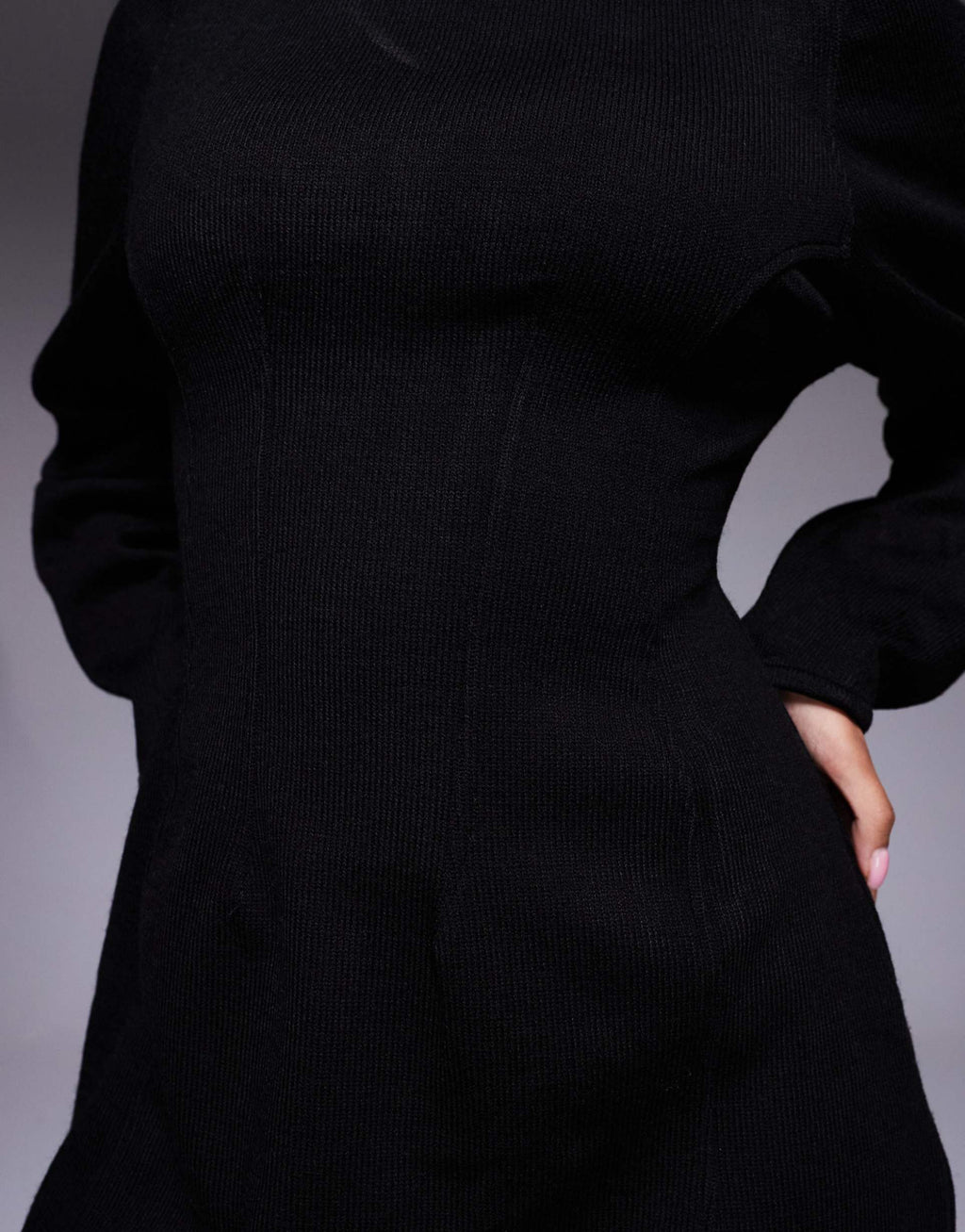 ASOS DESIGN seamed detail sculpted mini dress in black