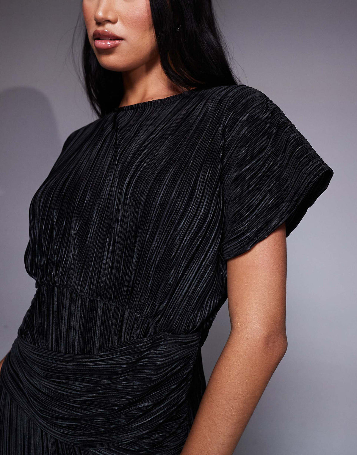 ASOS DESIGN twist front plisse sleeveless maxi dress in black