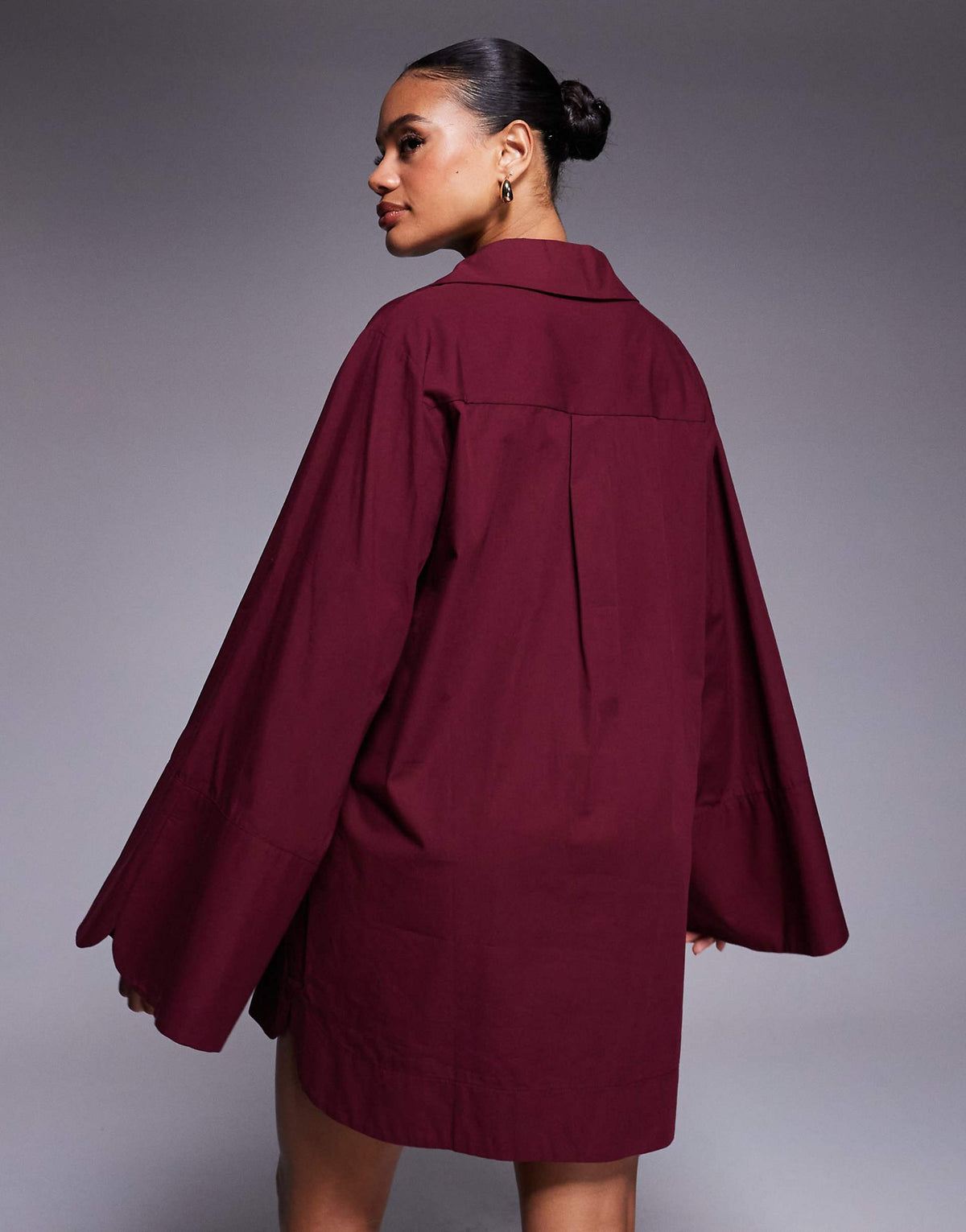 ASOS DESIGN mini shirt dress with wide cuffs and oversized pockets in cherry