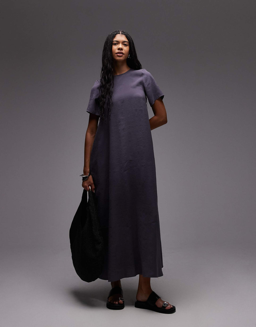 ASOS DESIGN modal trapeze T-shirt dress in gray