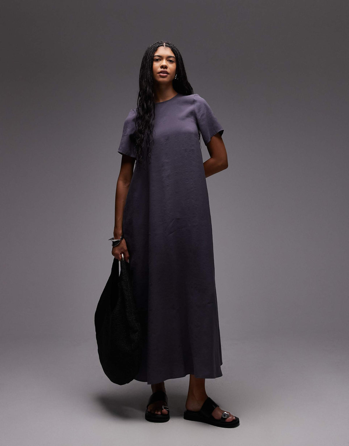 ASOS DESIGN modal trapeze T-shirt dress in gray