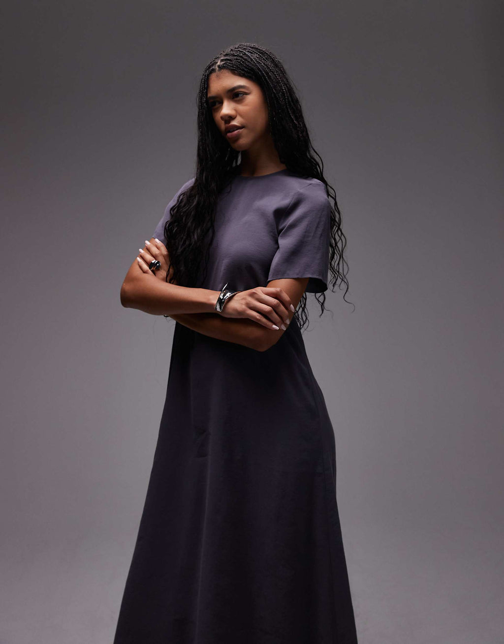 ASOS DESIGN modal trapeze T-shirt dress in gray