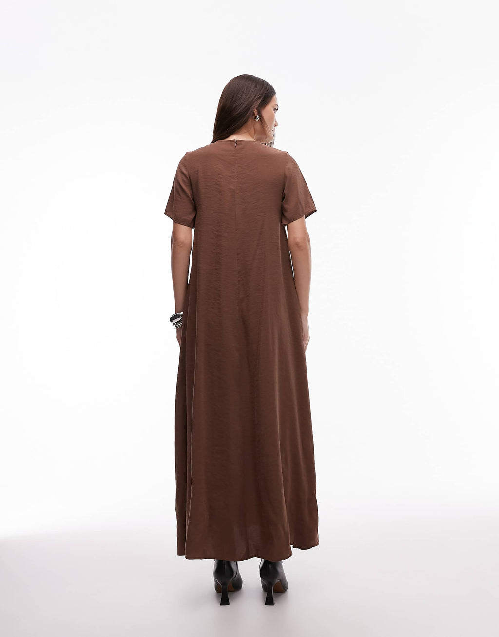 ASOS DESIGN modal trapeze t-shirt dress in brown