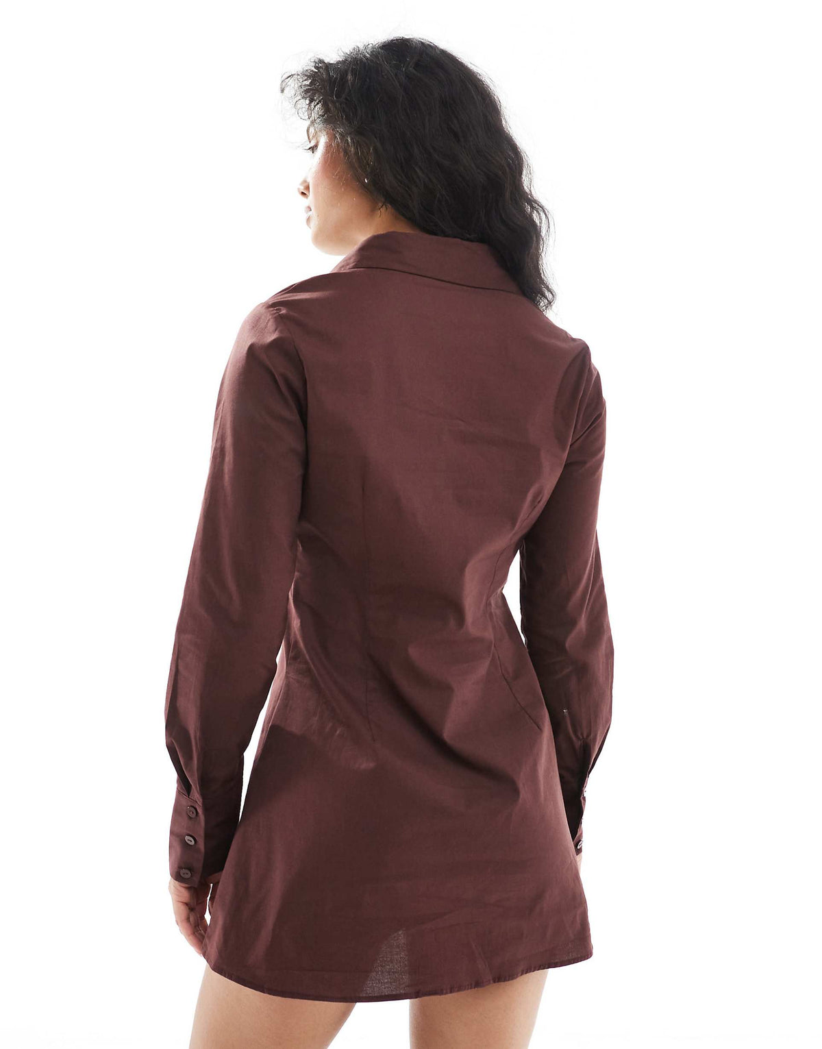 Miss Selfridge poplin fitted shirt dress in chocolate