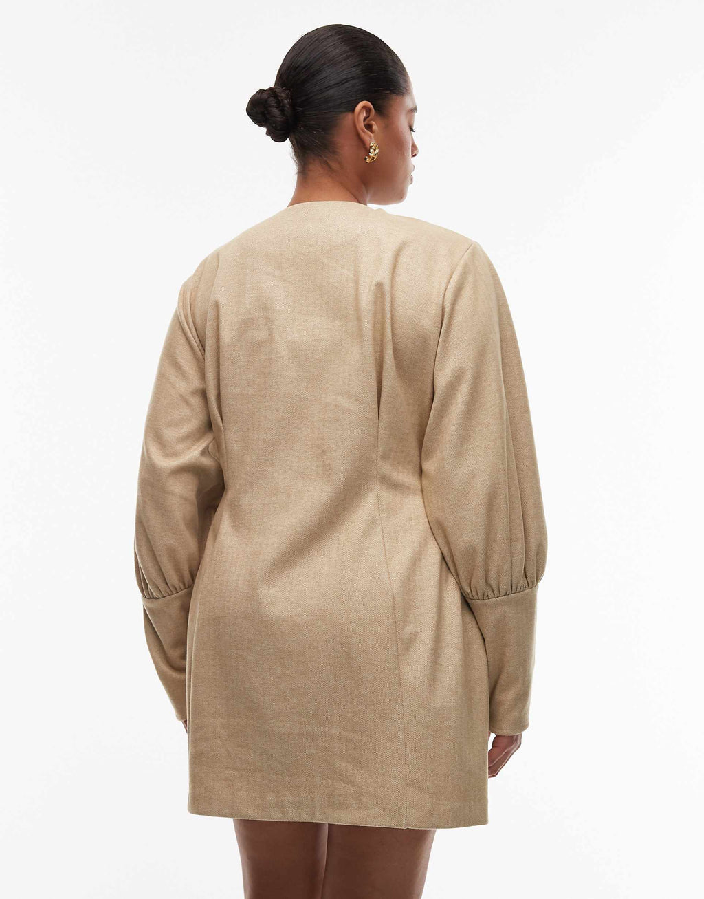 ASOS DESIGN Curve sculpted puff sleeve blazer mini dress in stone
