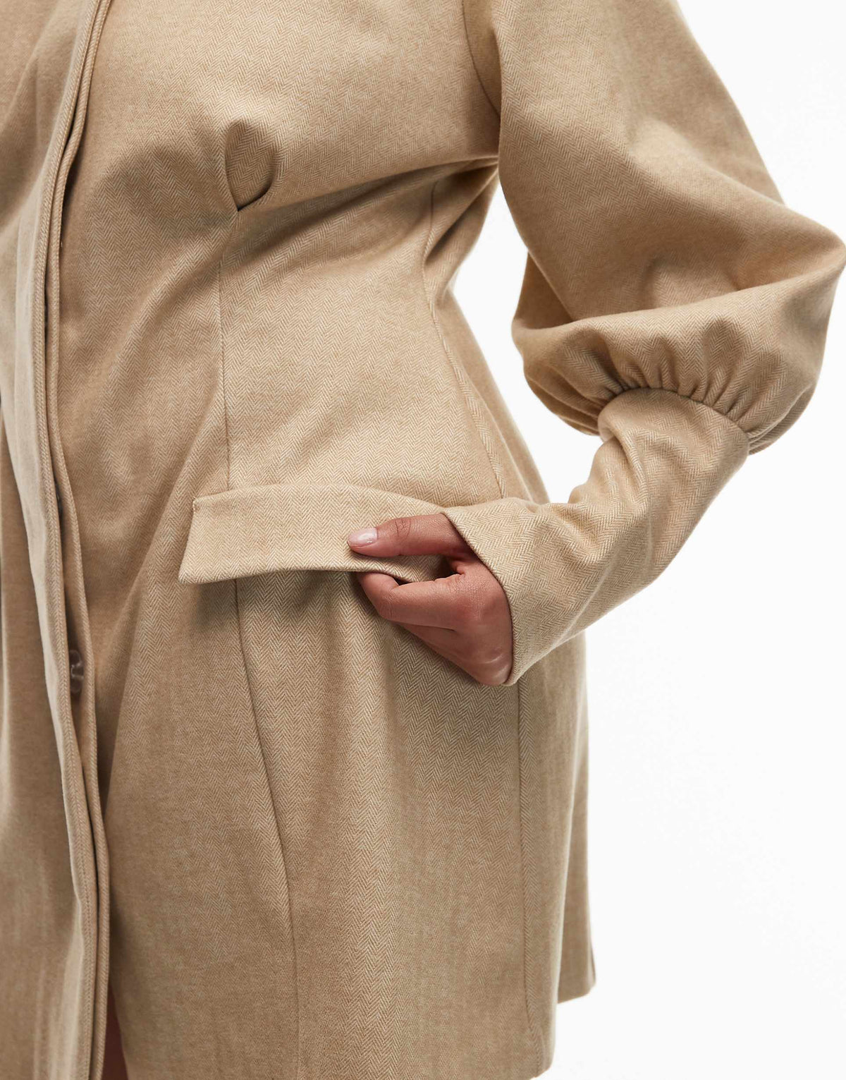 ASOS DESIGN Curve sculpted puff sleeve blazer mini dress in stone