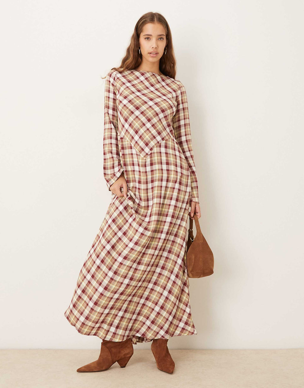 ASOS DESIGN maxi dress in multi plaid