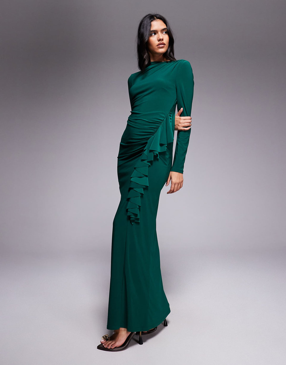 Daska exclusive high neck maxi dress in emerald green