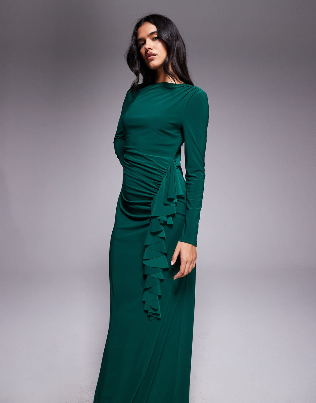Daska exclusive high neck maxi dress in emerald green