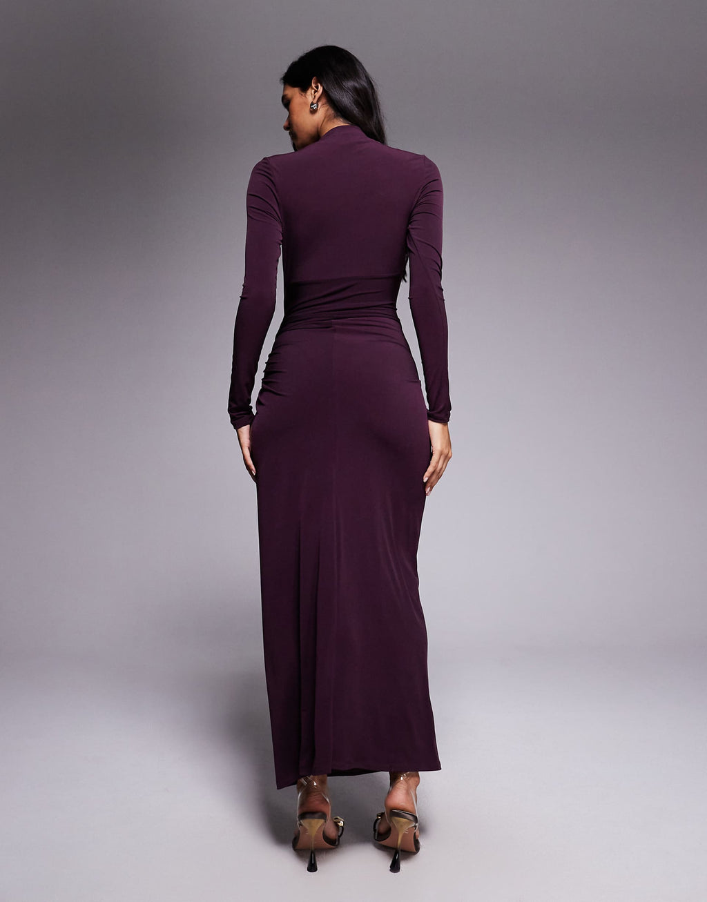 Daska Exclusive high neck maxi dress in deep fig