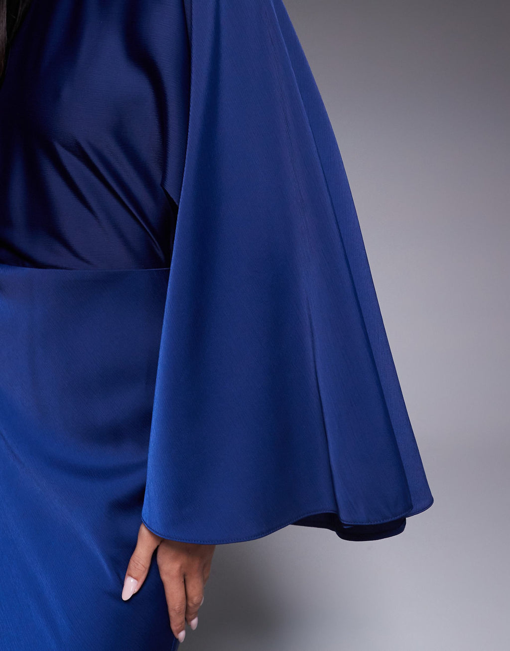 ASOS DESIGN textured satin batwing bias cut waist maxi dress in navy