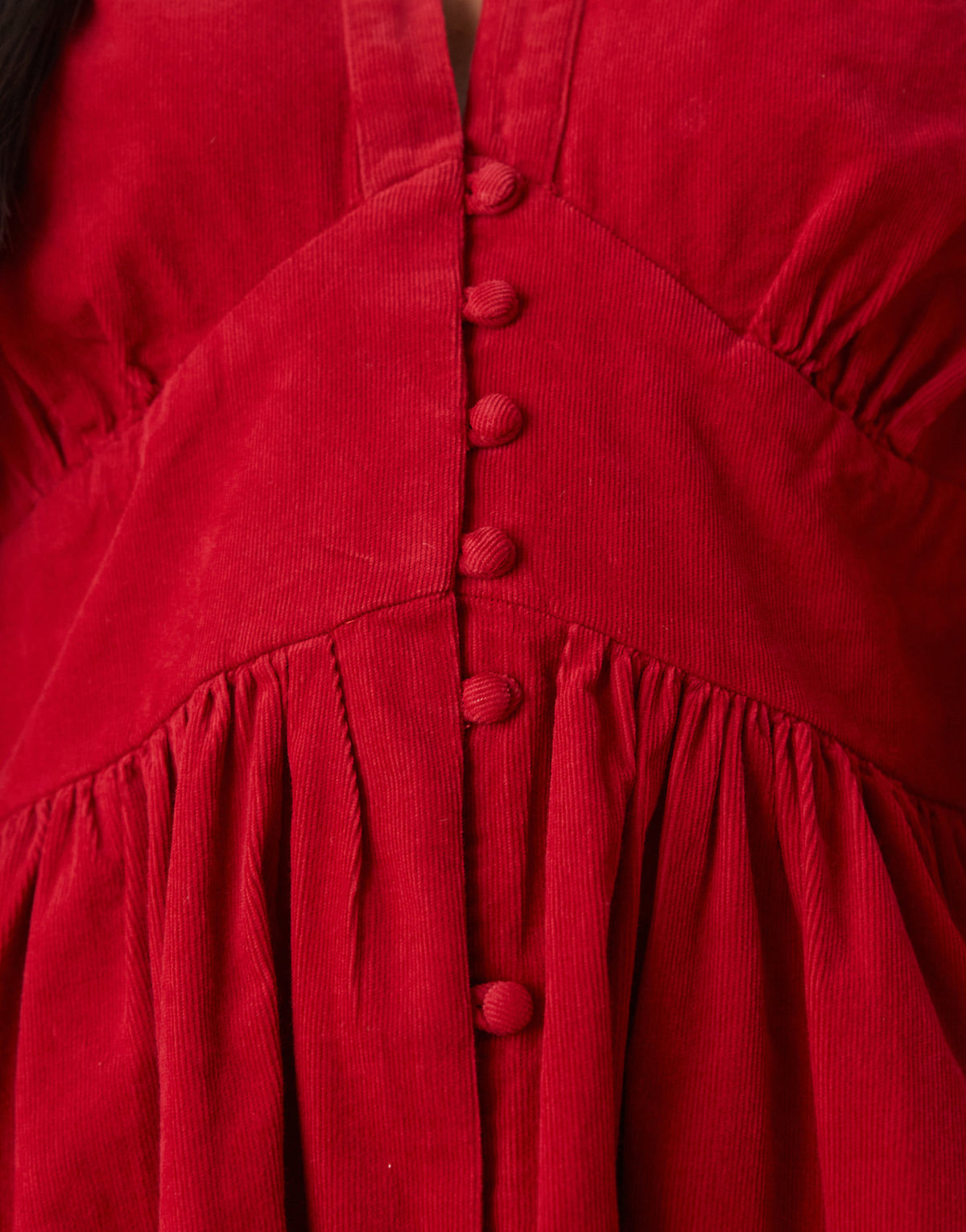 Nobody's Child Starlight corduroy long sleeve mini dress in red