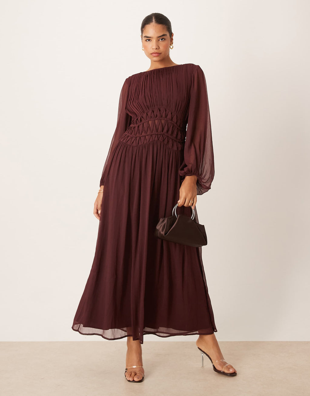 ASOS DESIGN macrame waisted detail maxi dress in berry