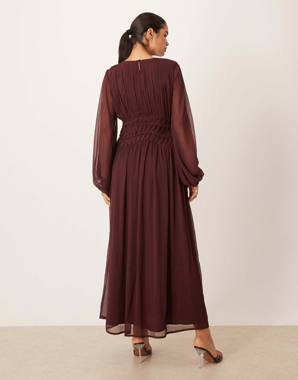 ASOS DESIGN macrame waisted detail maxi dress in berry