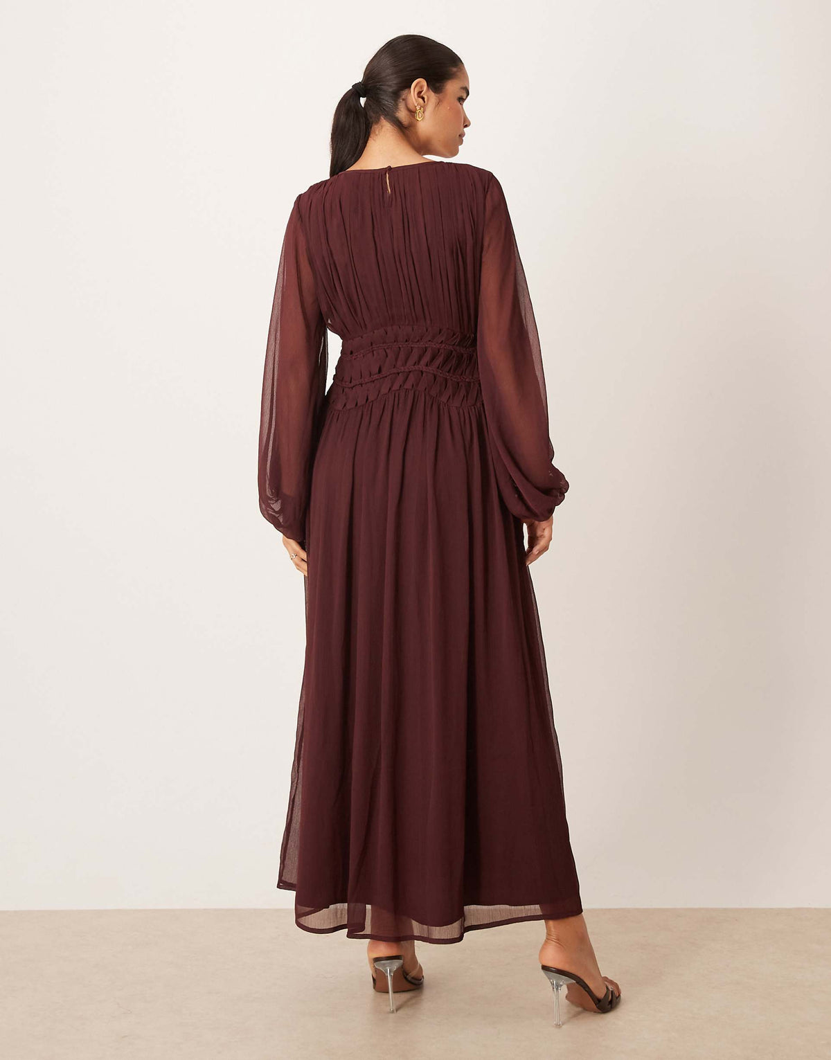 ASOS DESIGN macrame waisted detail maxi dress in berry