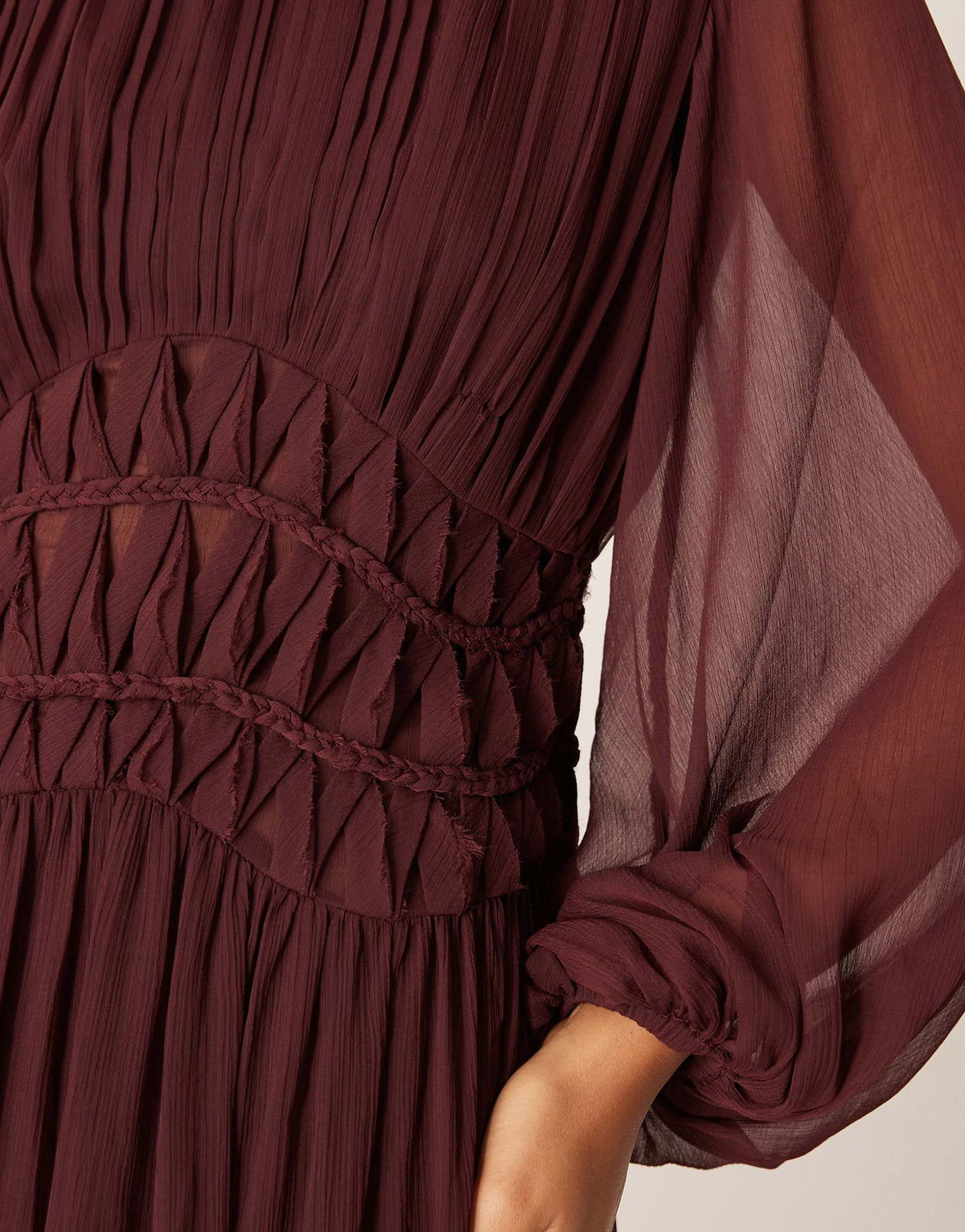 ASOS DESIGN macrame waisted detail maxi dress in berry