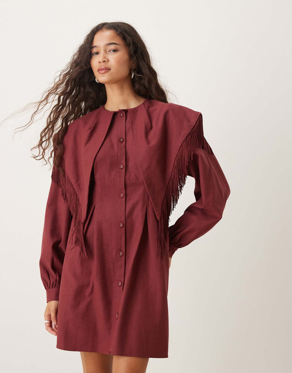 Ghospell Frankie fringed mini dress in red