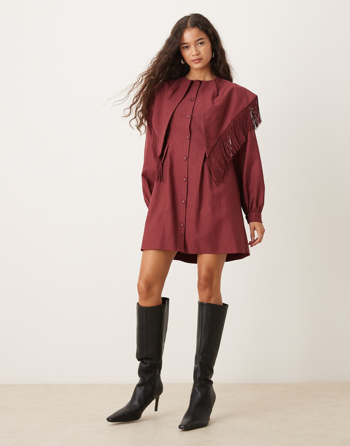 Ghospell Frankie fringed mini dress in red