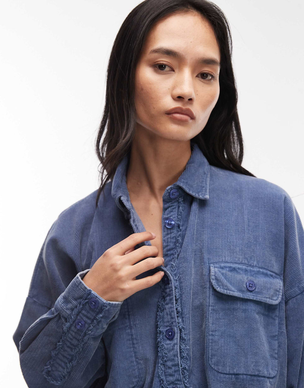 ASOS DESIGN oversized shirt with pockets in washed denim blue