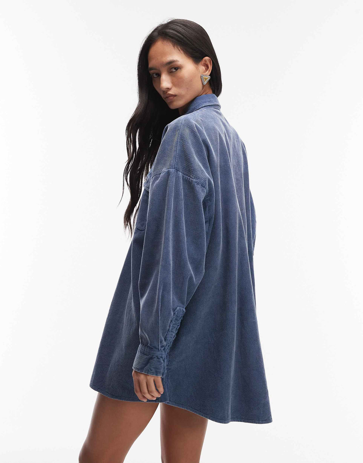 ASOS DESIGN oversized shirt with pockets in washed denim blue