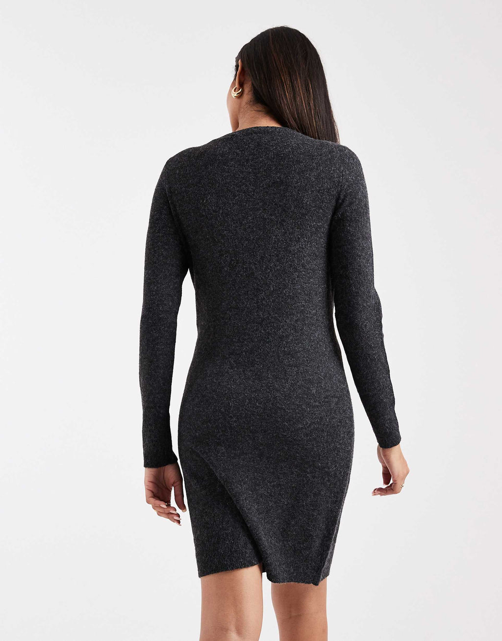 Vero Moda Maternity soft knit crew neck mini dress in heathered black