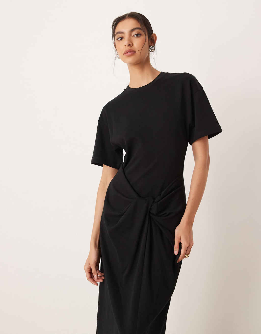 ASOS DESIGN Circular Design Collection single jersey twist T-shirt midi dress in black