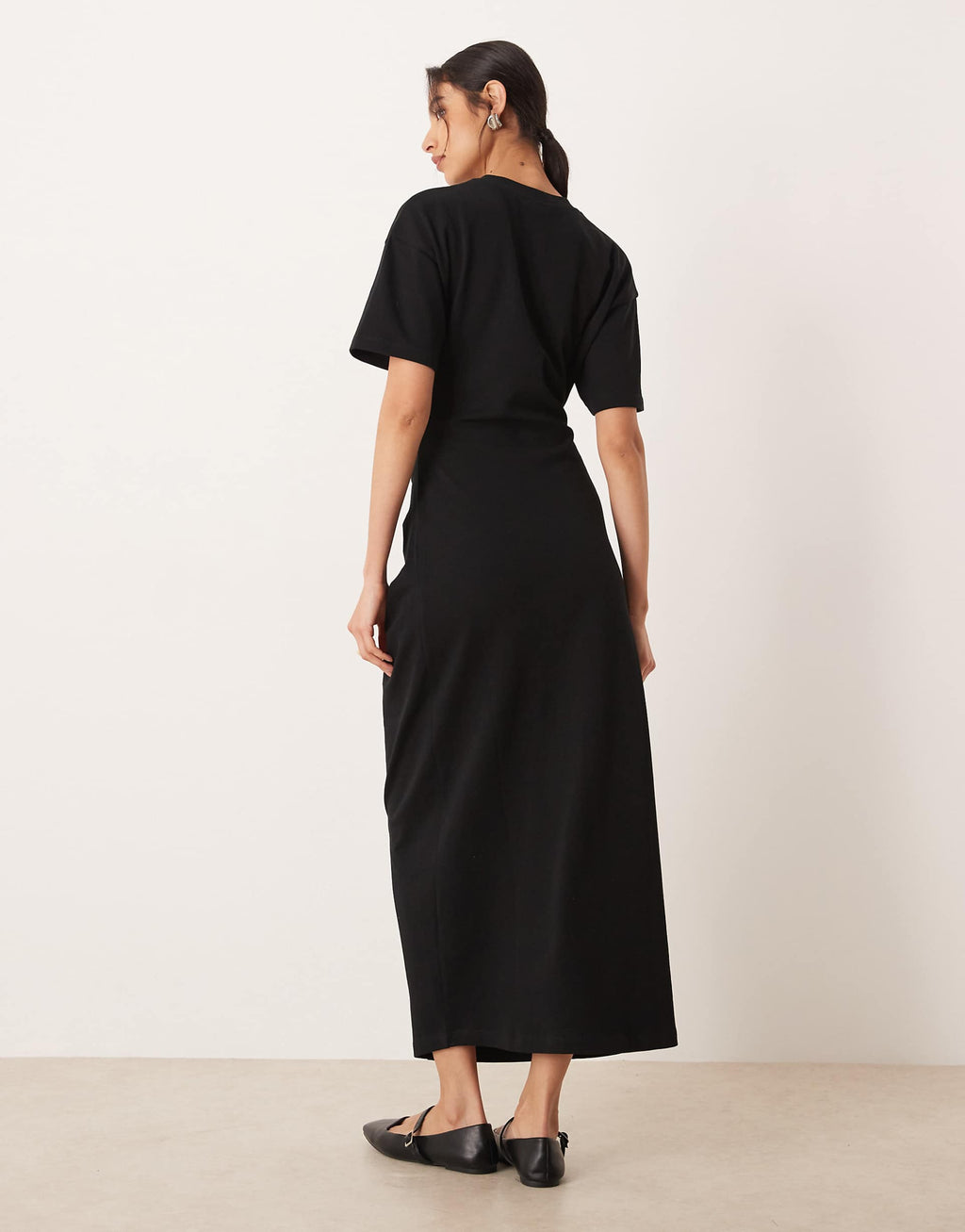 ASOS DESIGN Circular Design Collection single jersey twist T-shirt midi dress in black