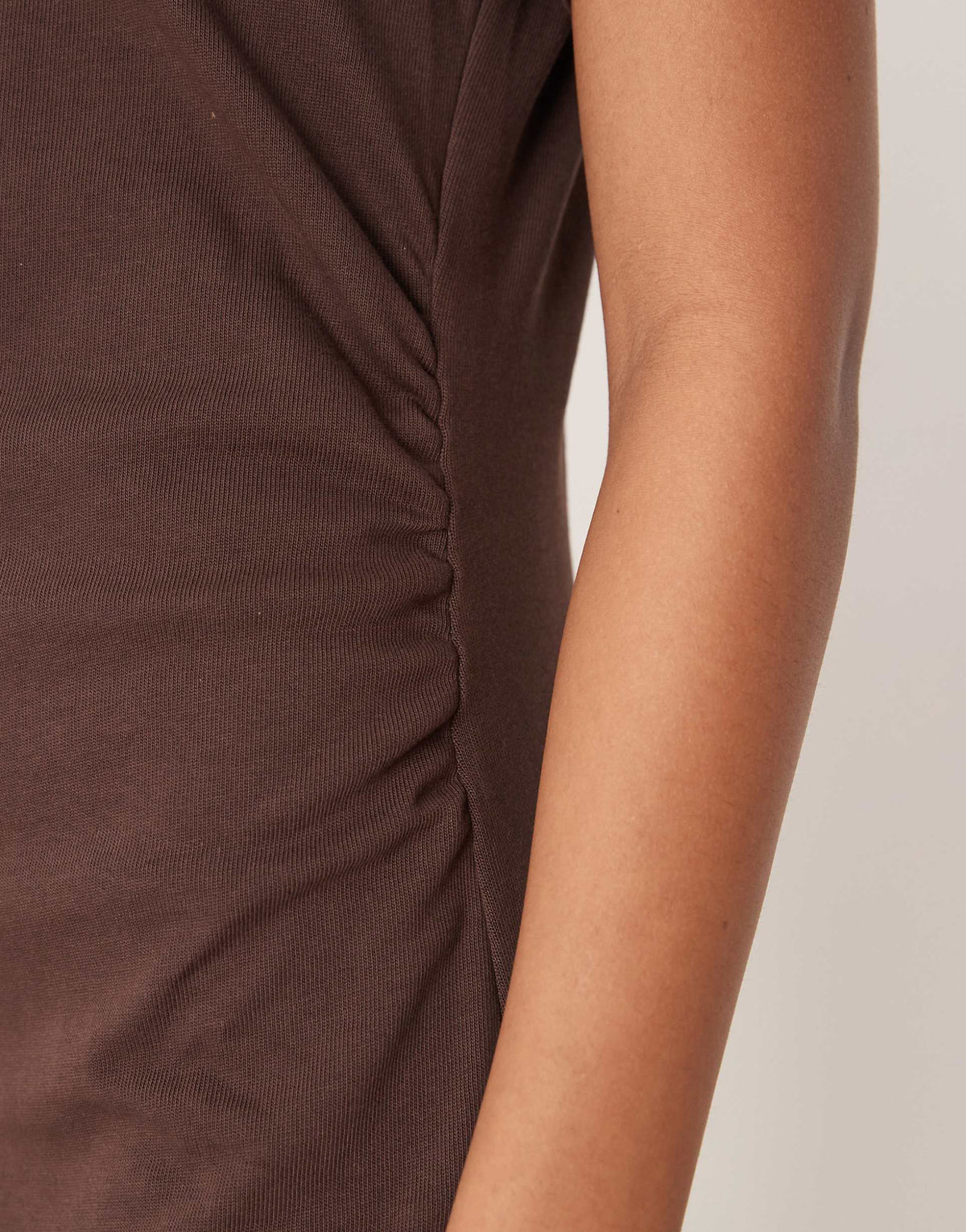 ASOS DESIGN ruched side tee midi dress in chocolate