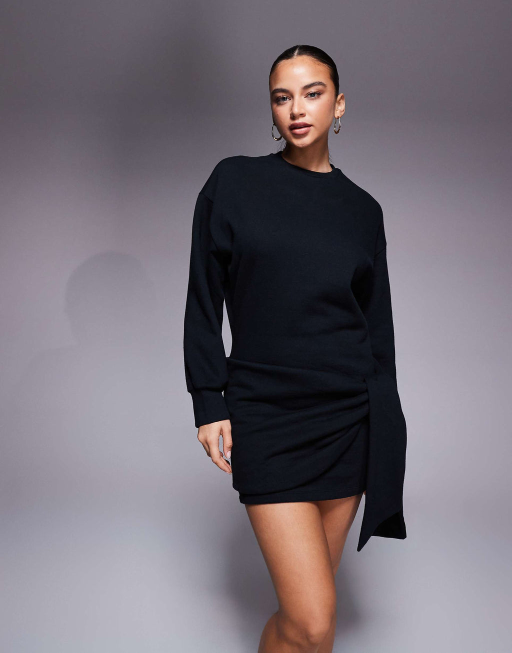 ASOS DESIGN Circular Design Collection wrap mini sweats dress in black
