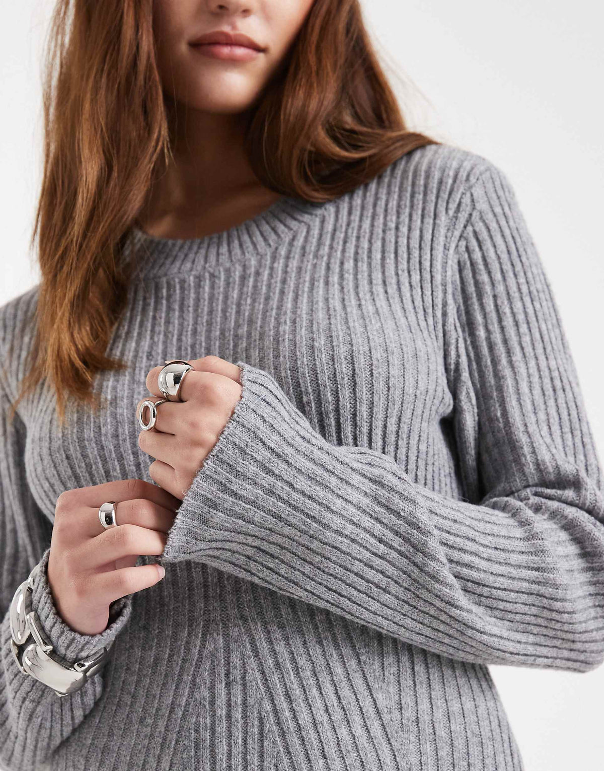 Vero Moda long sleeve mini dress in medium heather gray