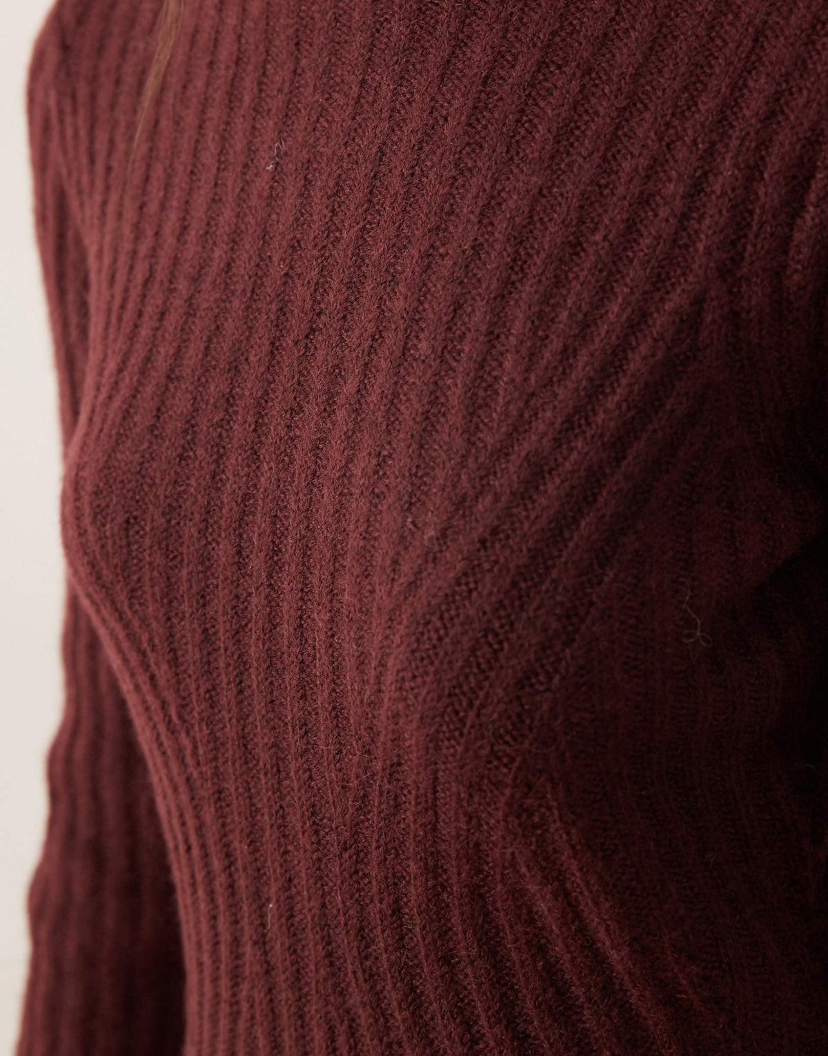 YAS engineered rib knit mini dress in burgundy