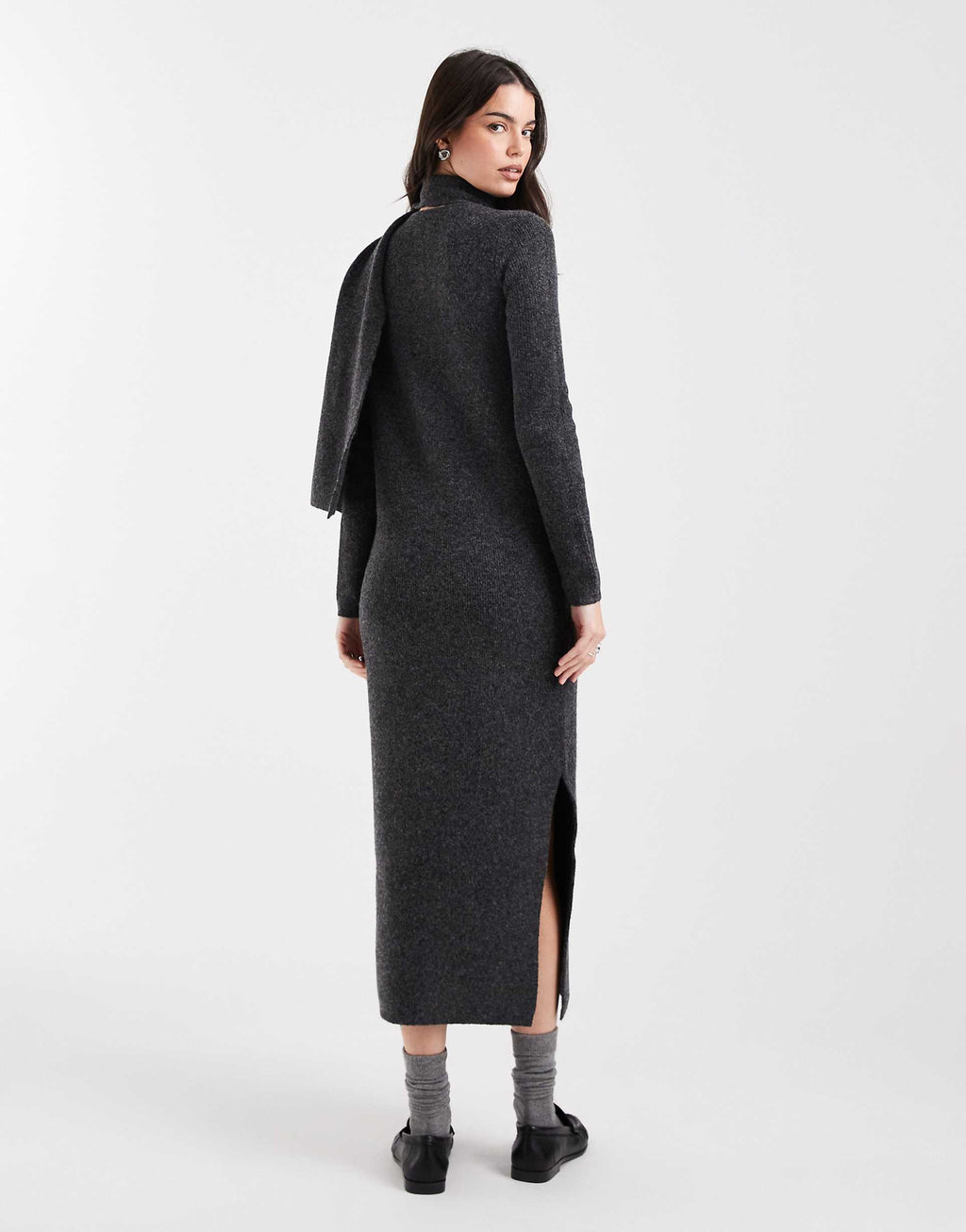 ASOS DESIGN scarf maxi dress in charcoal