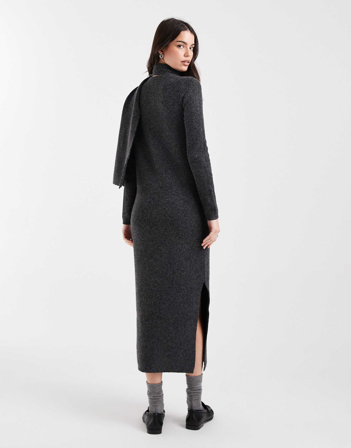 ASOS DESIGN scarf maxi dress in charcoal