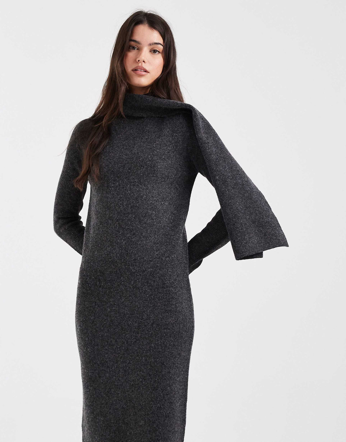 ASOS DESIGN scarf maxi dress in charcoal