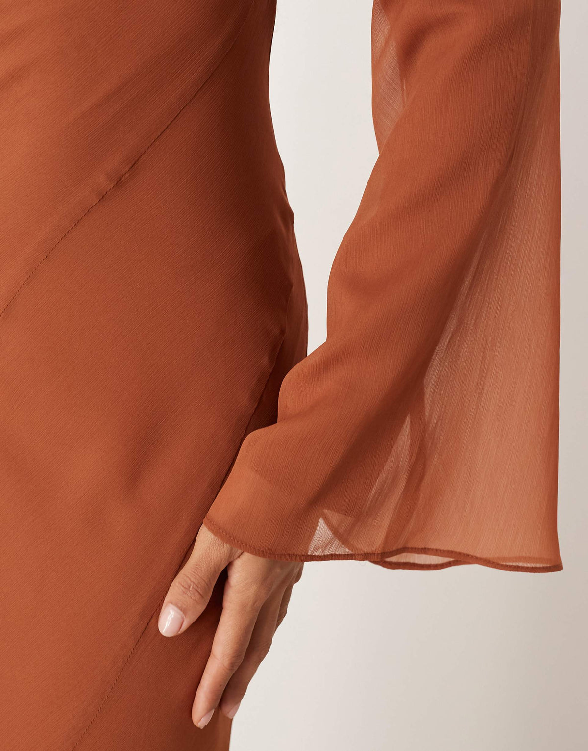 ASOS DESIGN flare sleeves maxi dress in dark rust