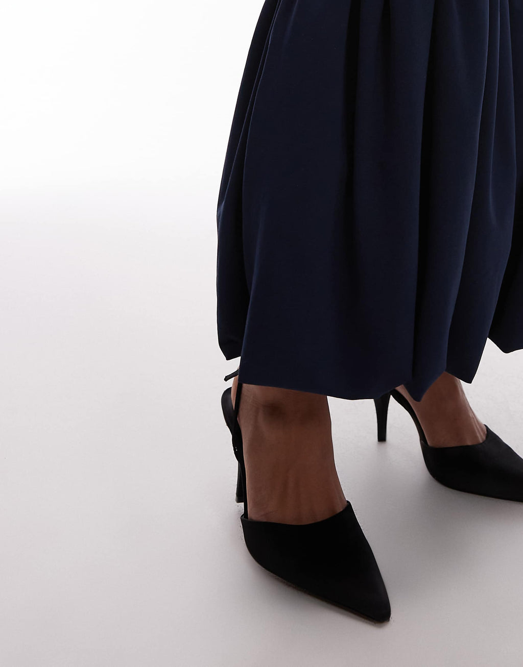 ASOS DESIGN power shoulders maxi dress with bow back and peplum hem in navy