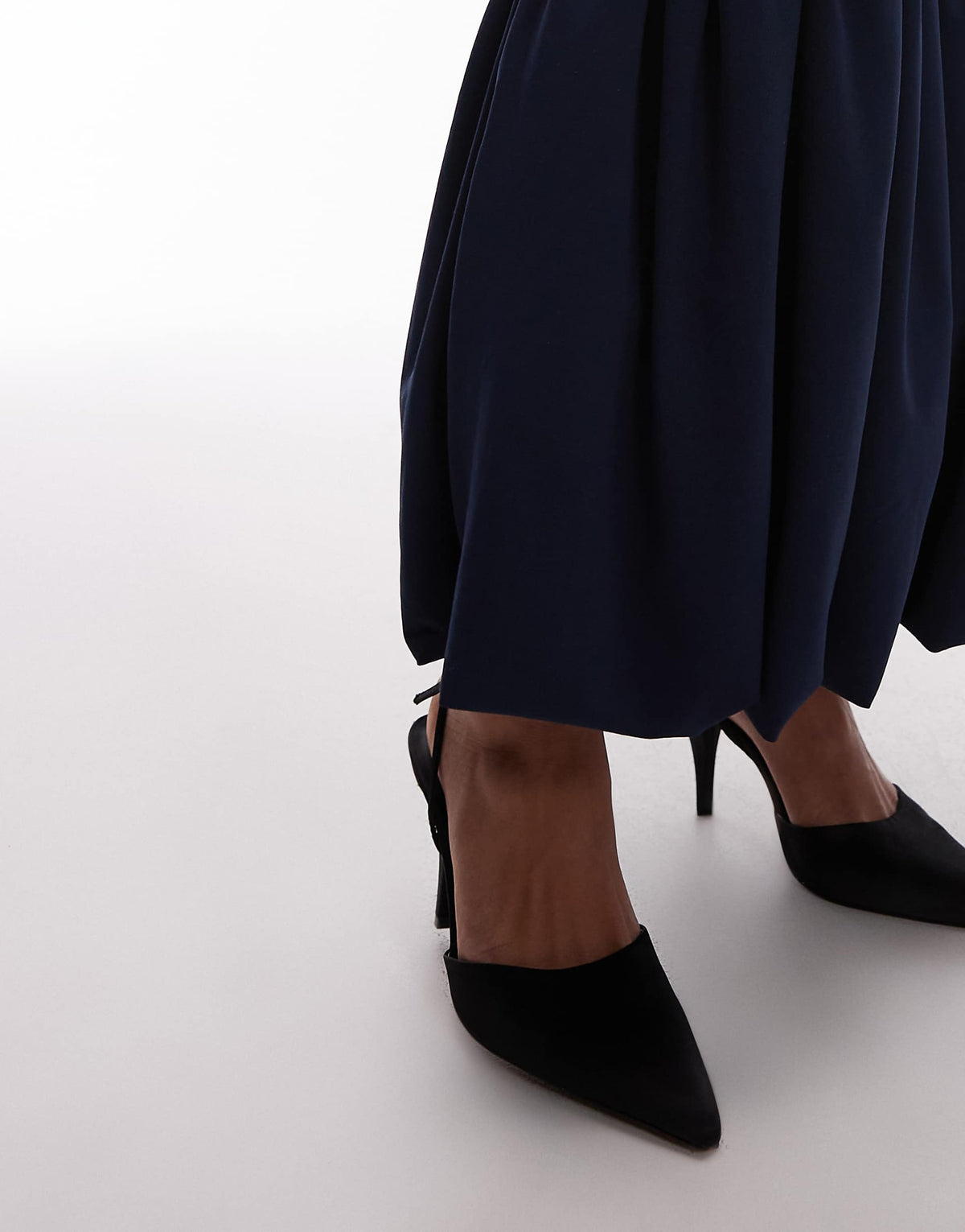 ASOS DESIGN power shoulders maxi dress with bow back and peplum hem in navy