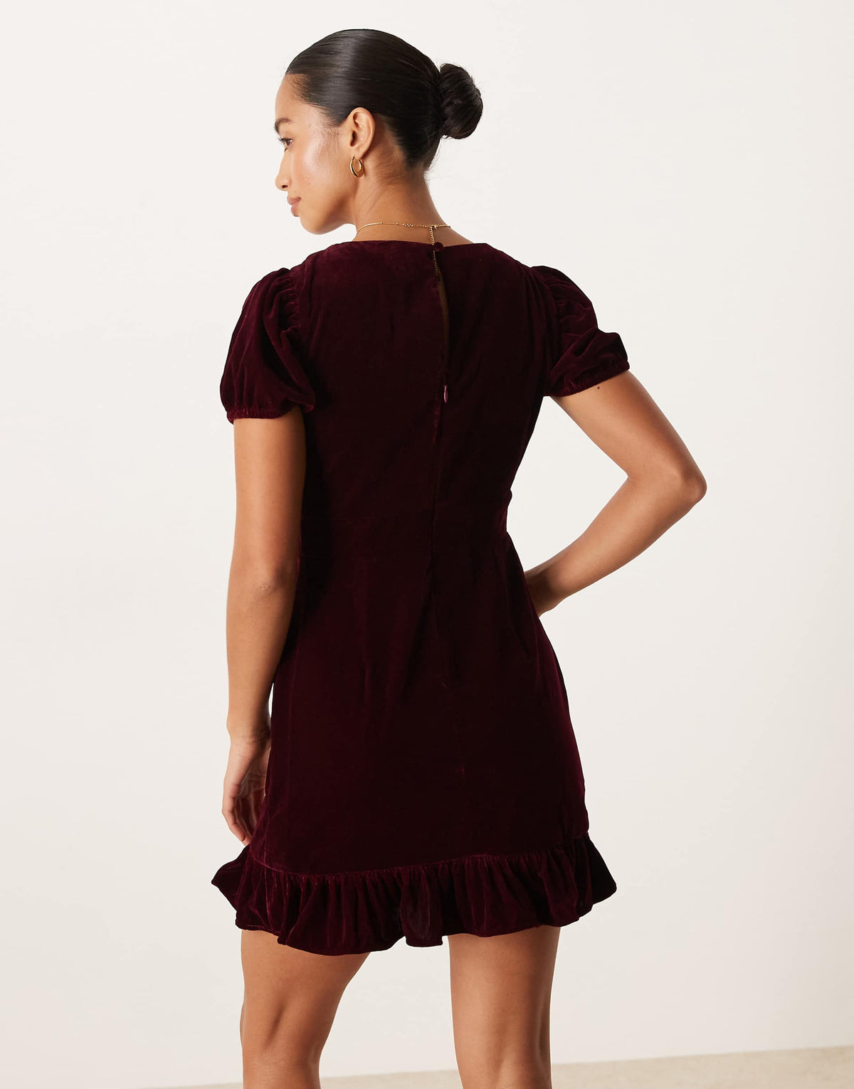 Nobody's Child Petite Cosmo velvet mini dress in burgundy