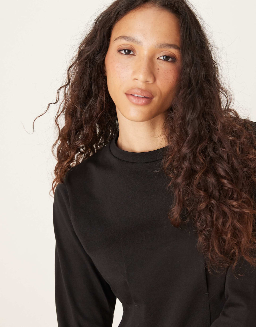 ASOS DESIGN cinched detail mini dress with sleeve detailing in black