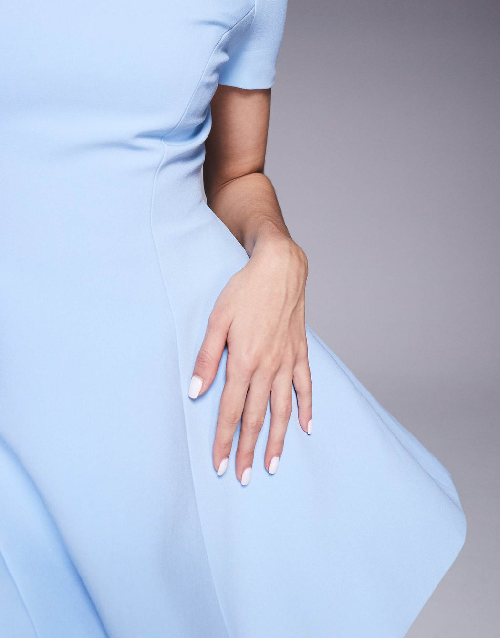 Bardot Zephyra short sleeve high neck fit and flare full skirted mini dress in soft blue