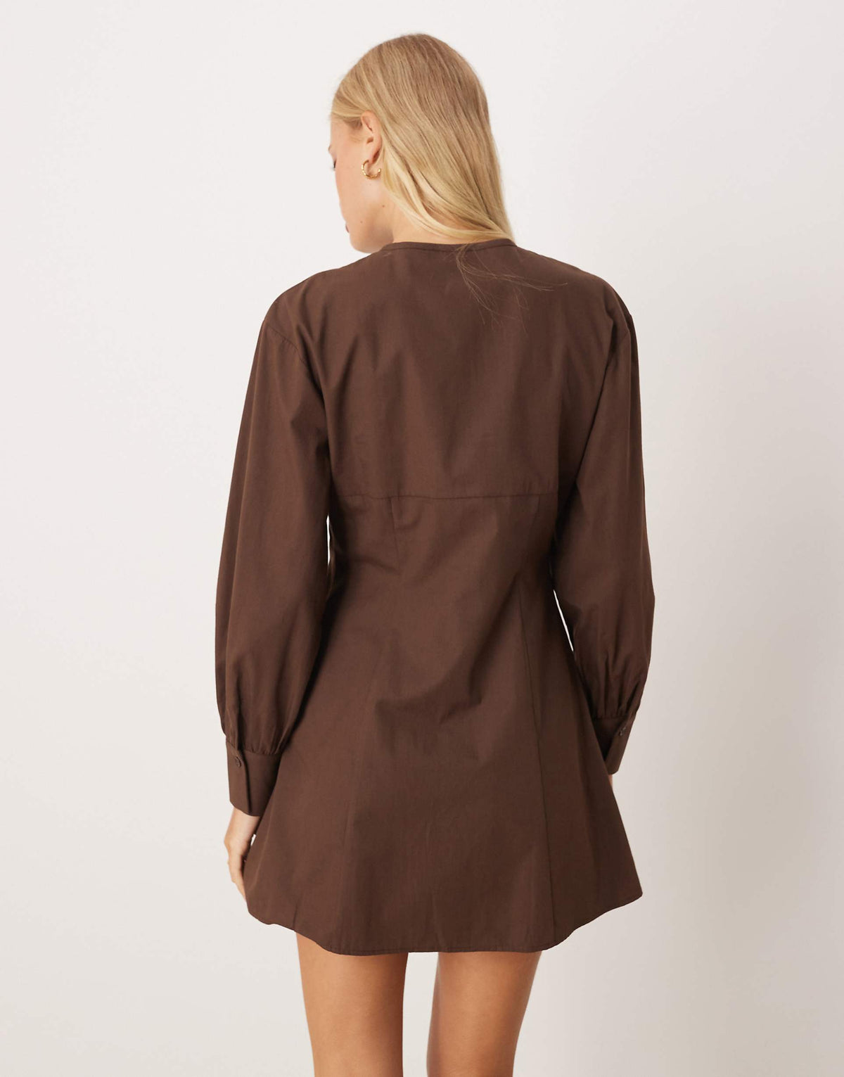 ASOS DESIGN round neck button up waisted mini dress