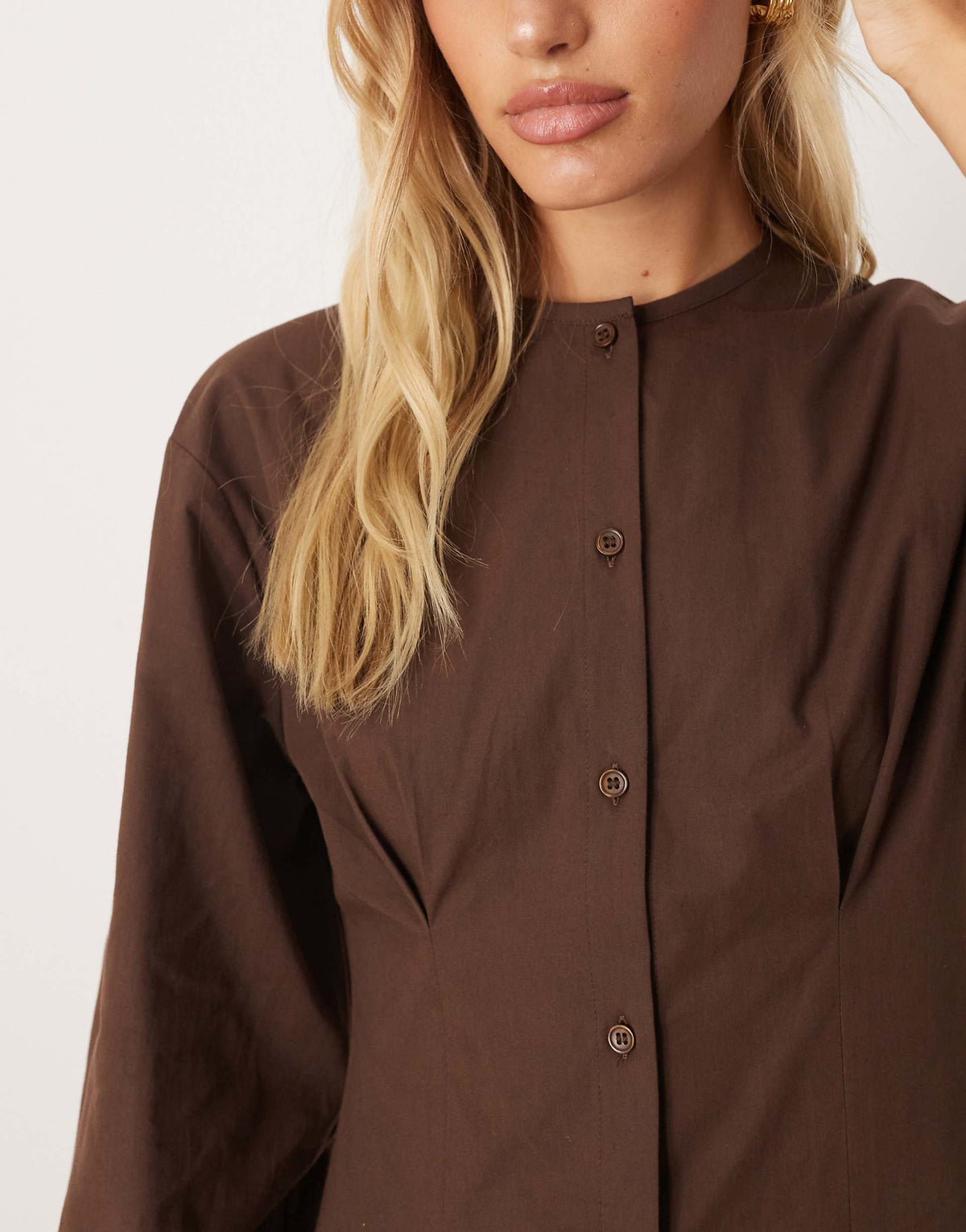 ASOS DESIGN round neck button up waisted mini dress
