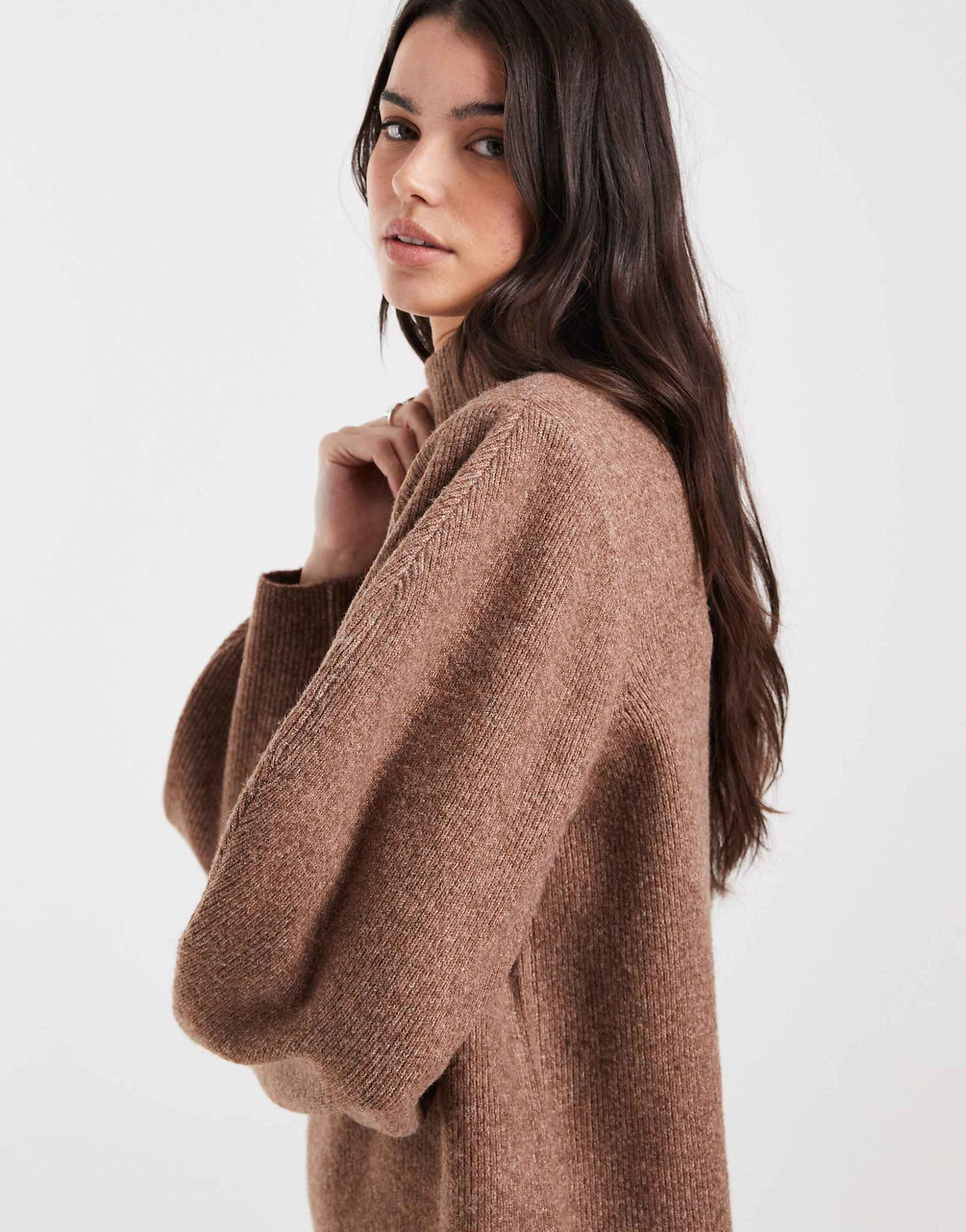 ASOS DESIGN shoulder pads extreme sleeves mini dress in chocolate
