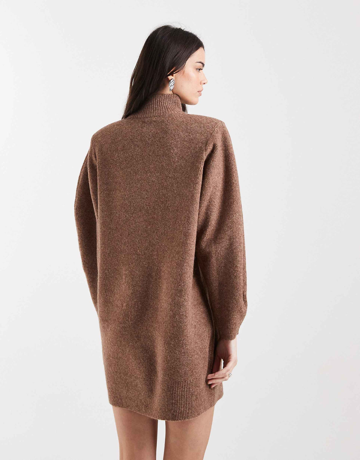 ASOS DESIGN shoulder pads extreme sleeves mini dress in chocolate