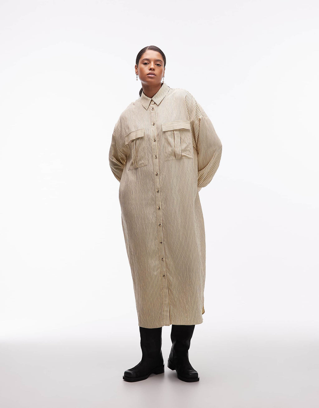 ASOS DESIGN Curve relaxed maxi shirt dress with pockets