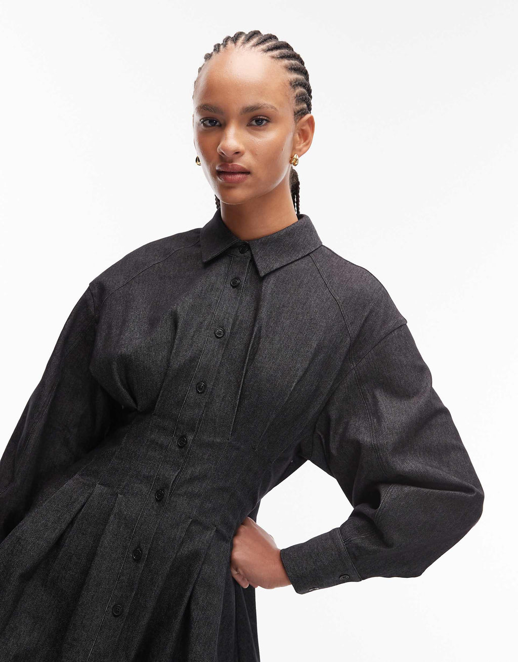 ASOS DESIGN cinched waist balloon sleeve mini shirt dress