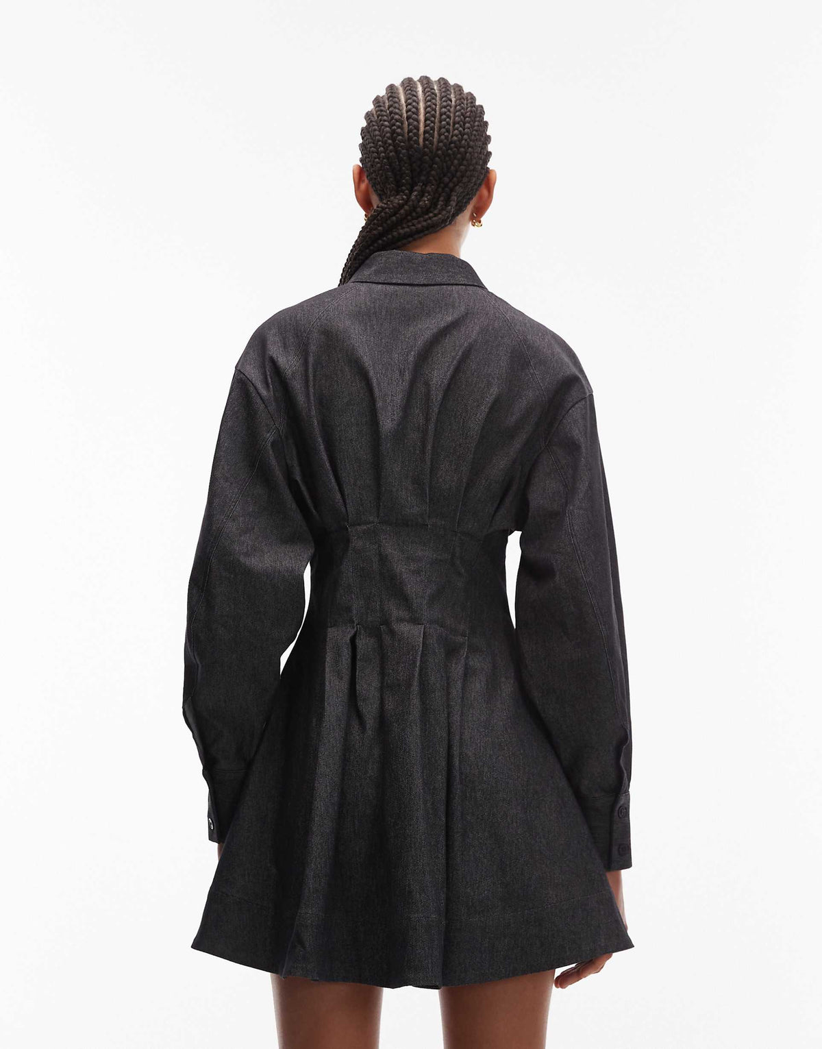 ASOS DESIGN cinched waist balloon sleeve mini shirt dress