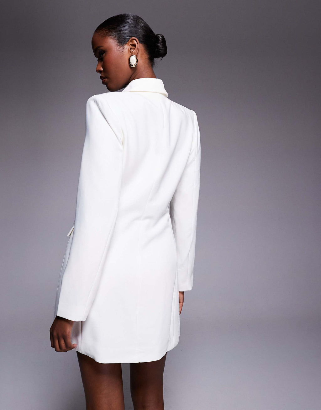 Rare London wrap front blazer mini dress in cream